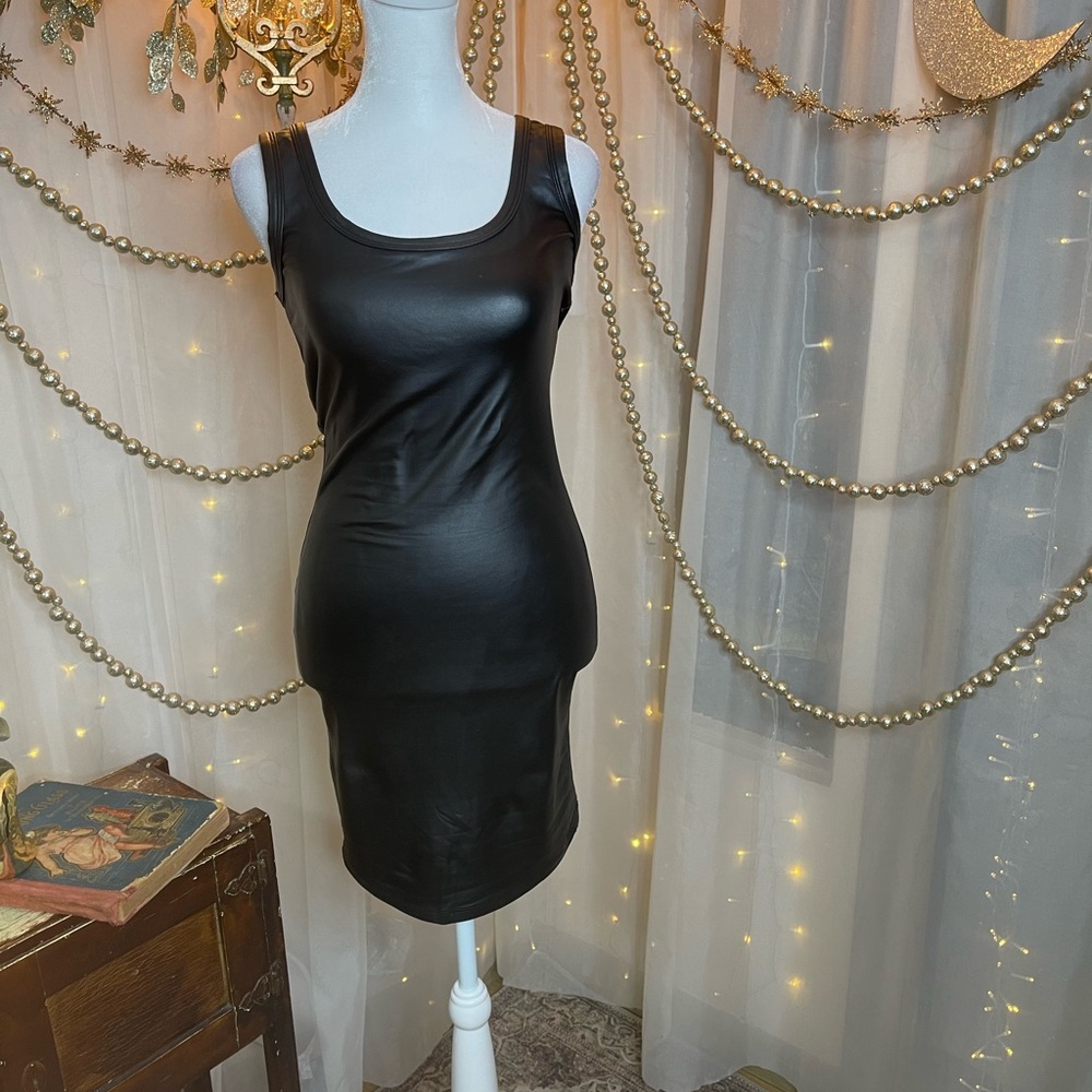Chic Faux Black Leather Dress by SweatyRocks